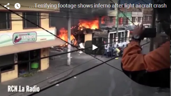 فيديو | سقوط طائرة على مخبز الحي السكني في كولومبيا