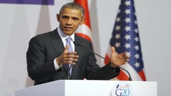 الرئيس الأمريكي باراك أوباما يتحدث خلال مؤتمر صحفي في انطاليا يوم الاثنين, تصوير: اوميت بكطاش - رويترز.