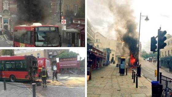فيديو | حافلة نقل في لندن تنفجر وتحترق في طريق مزدحم بالسيارات