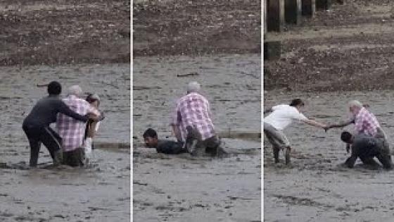فيديو | شاب تايلندي يحول جسده إلى جسر حتى ينقذ زوجين مسنين من الوحل
