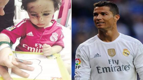 نجم ريال مدريد كريستيانو سيلتقي بالطفل حيدر الذي تيتم بسبب تفجير بيروت
